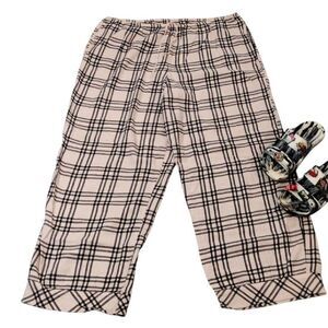 Victoria's Secret Pink Black Plaid High Rise Wide Leg Pajama Pants XL